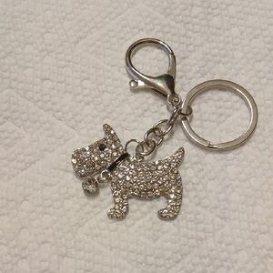 Sparkling Silver Dog Bag Charm Keychain